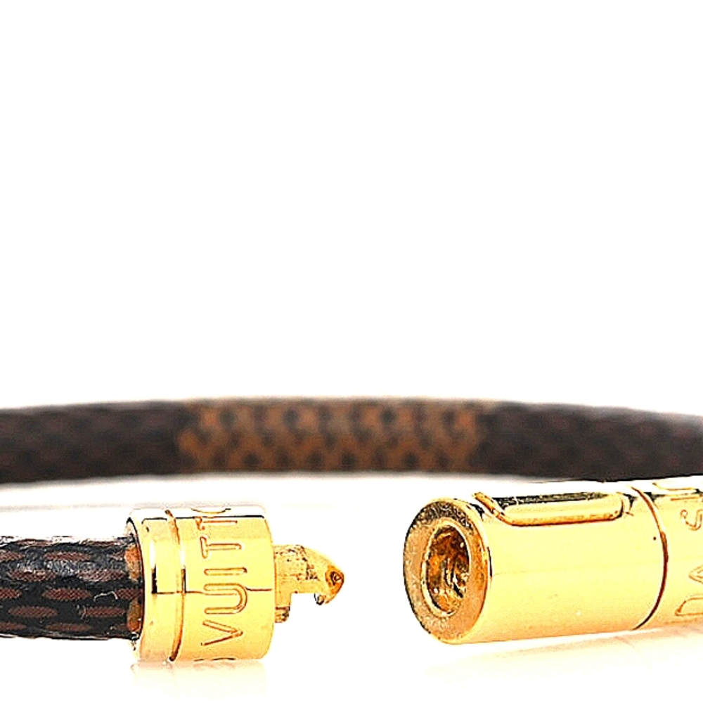 Louis Vuitton Keep It bracelet. LEATHER, two-tone LV brown leather. Barely worn.